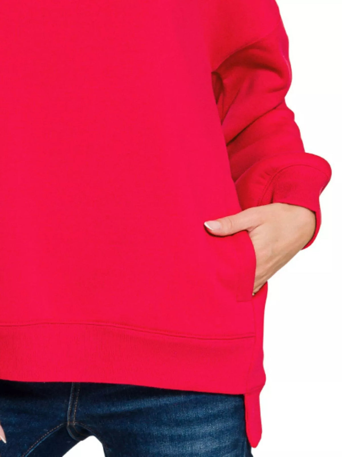 Zenana fleece hi-low boyfriend sweatshirt, photo 3 of 3