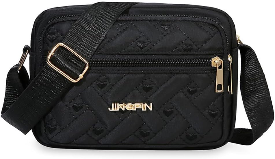 Quilted Crossbody Bags for Women - Oxford Cloth Multi-Layer Shoulder Handbag with Wide Strap -Casual Embroidery Business Bag