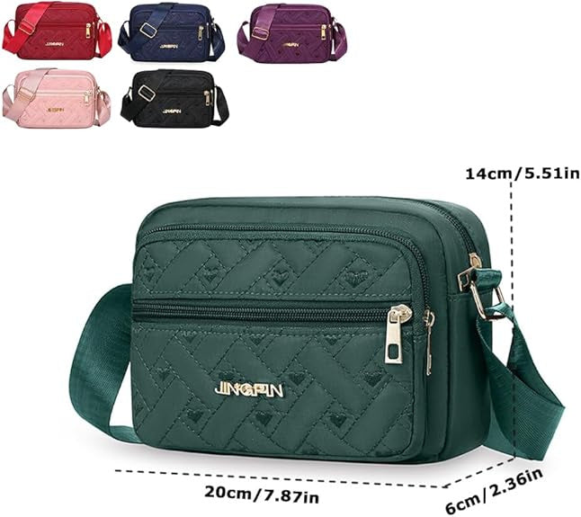 Quilted Crossbody Bags for Women - Oxford Cloth Multi-Layer Shoulder Handbag with Wide Strap -Casual Embroidery Business Bag