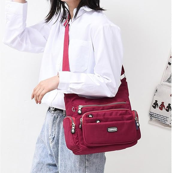 Waterproof Nylon Crossbody Bag for Women Mulit-Pockets Shoulder Bag Outdoor Travel Purses and Handbag