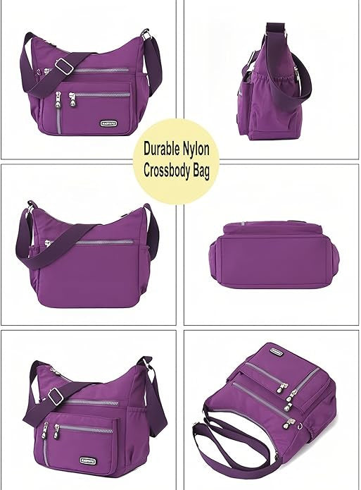 Waterproof Nylon Crossbody Bag for Women Mulit-Pockets Shoulder Bag Outdoor Travel Purses and Handbag
