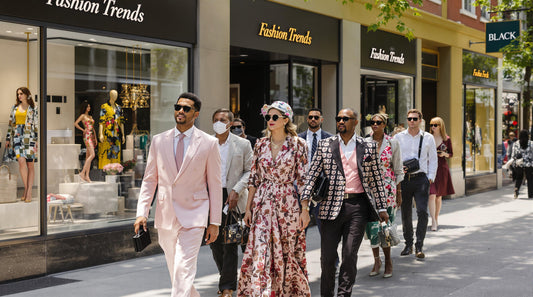 Group of stylish people in 2025 fashion trends in city