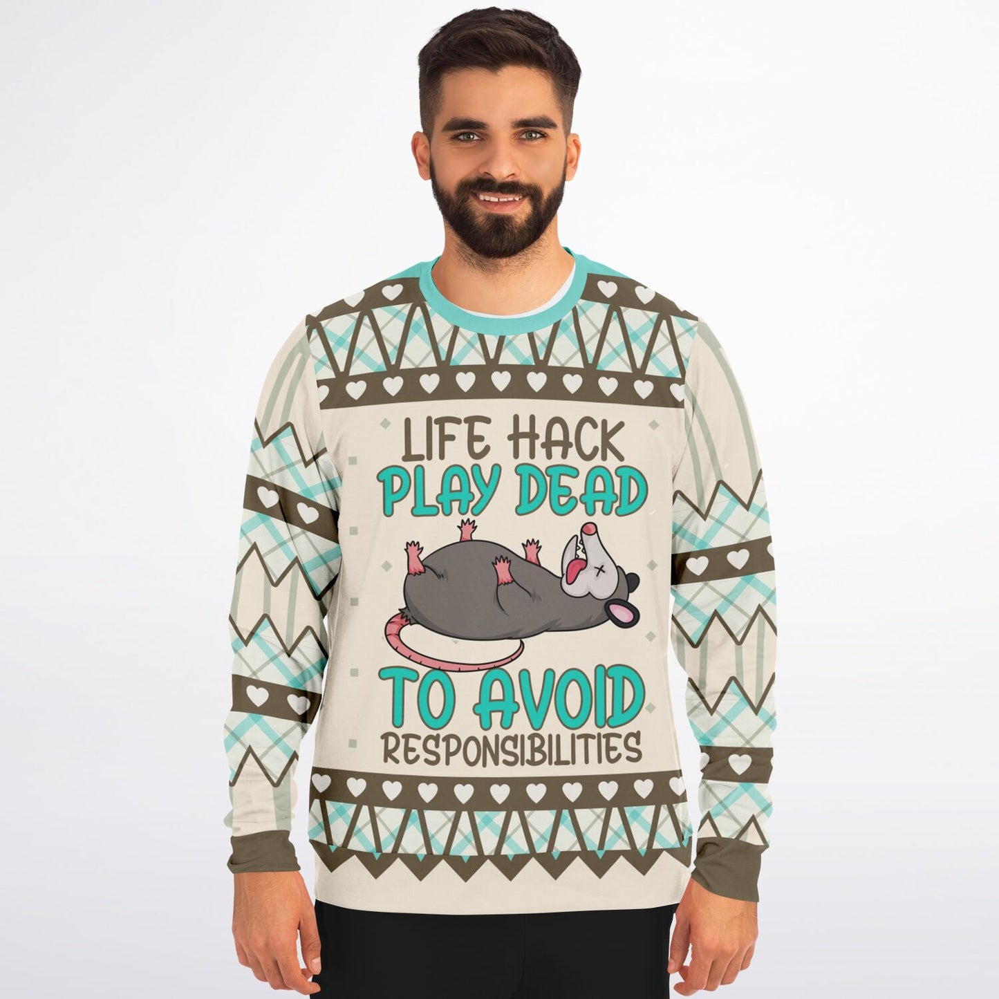 Life Hack Play Dead - Funny Possum Sweatshirt - Quirky & Cozy Statement Apparel