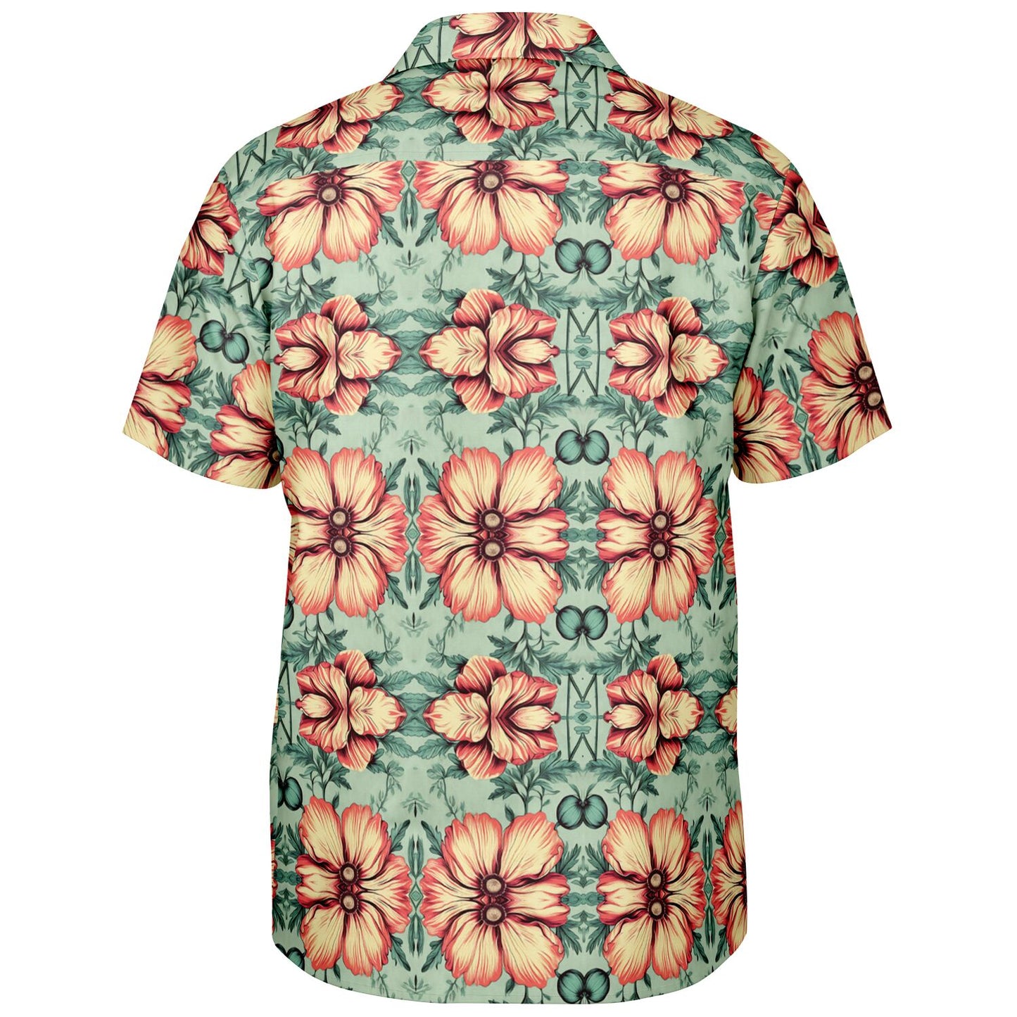 Tropical Floral Spread Collar Short Sleeve Button-Down Shirt - Lightweight AOP