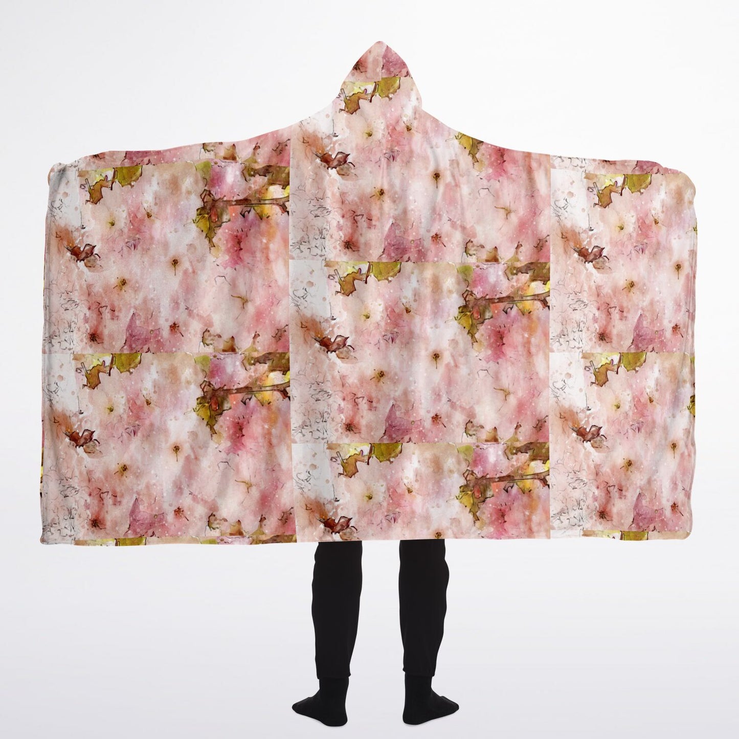 Pink Abstract Hooded Blanket - Ultra Soft Micro Fleece with Modern Artistic Design - Cozy, Warm & All-Over Print