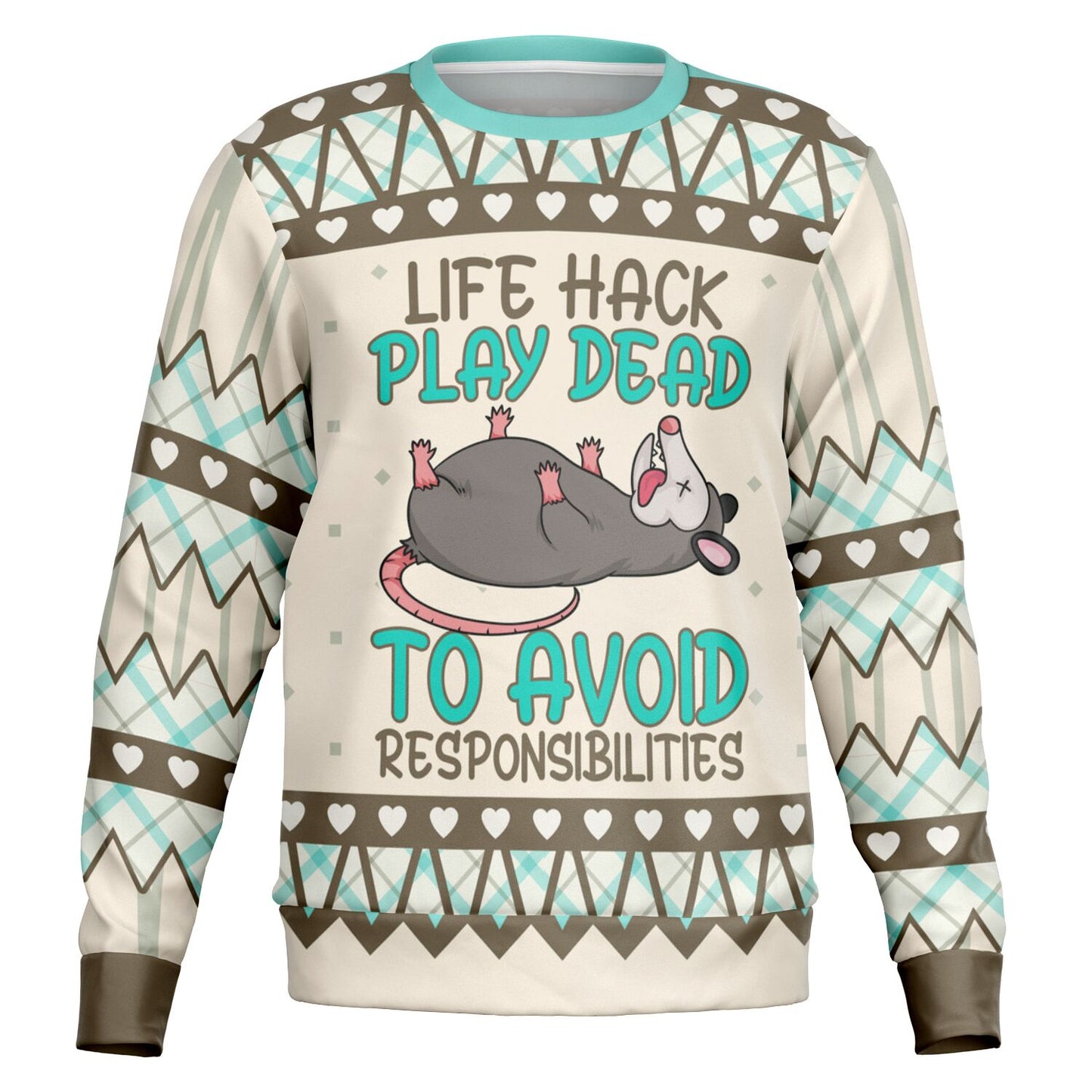 Life Hack Play Dead - Funny Possum Sweatshirt - Quirky & Cozy Statement Apparel