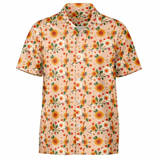 Floral Spread Collar Short Sleeve Button-Down Shirt - Lightweight & Stylish AOP