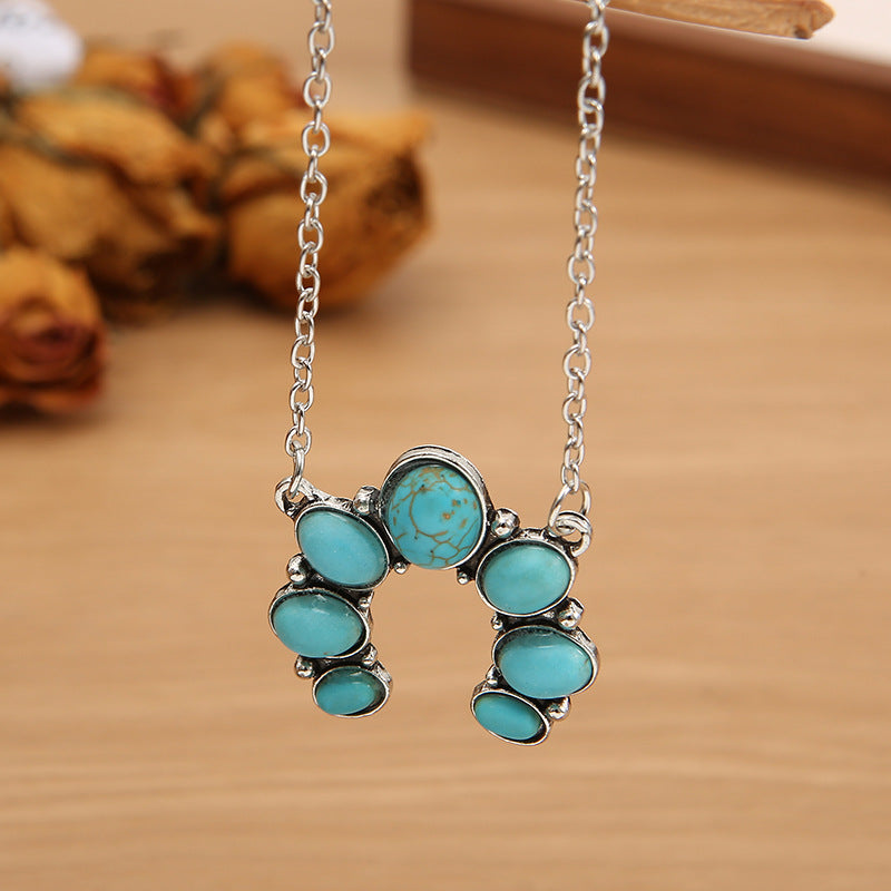 Artificial Turquoise Alloy Pendant Necklace