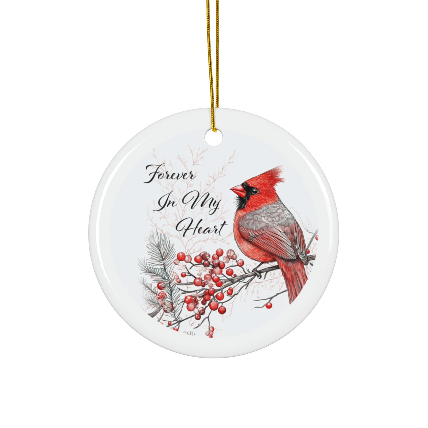 Ceramic Christmas Ornament - Forever In My Heart - Decorative Holiday Keepsake