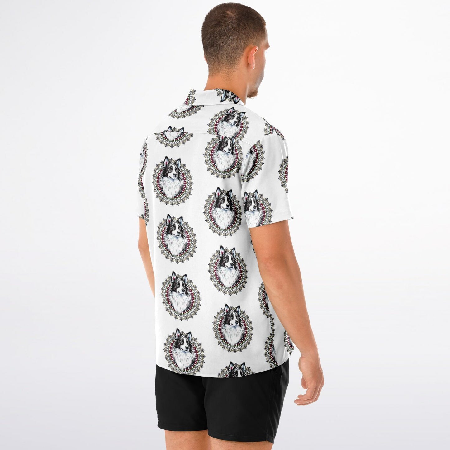 Paw Love -Spread Collar Short Sleeve Button-Down Shirt - AOP