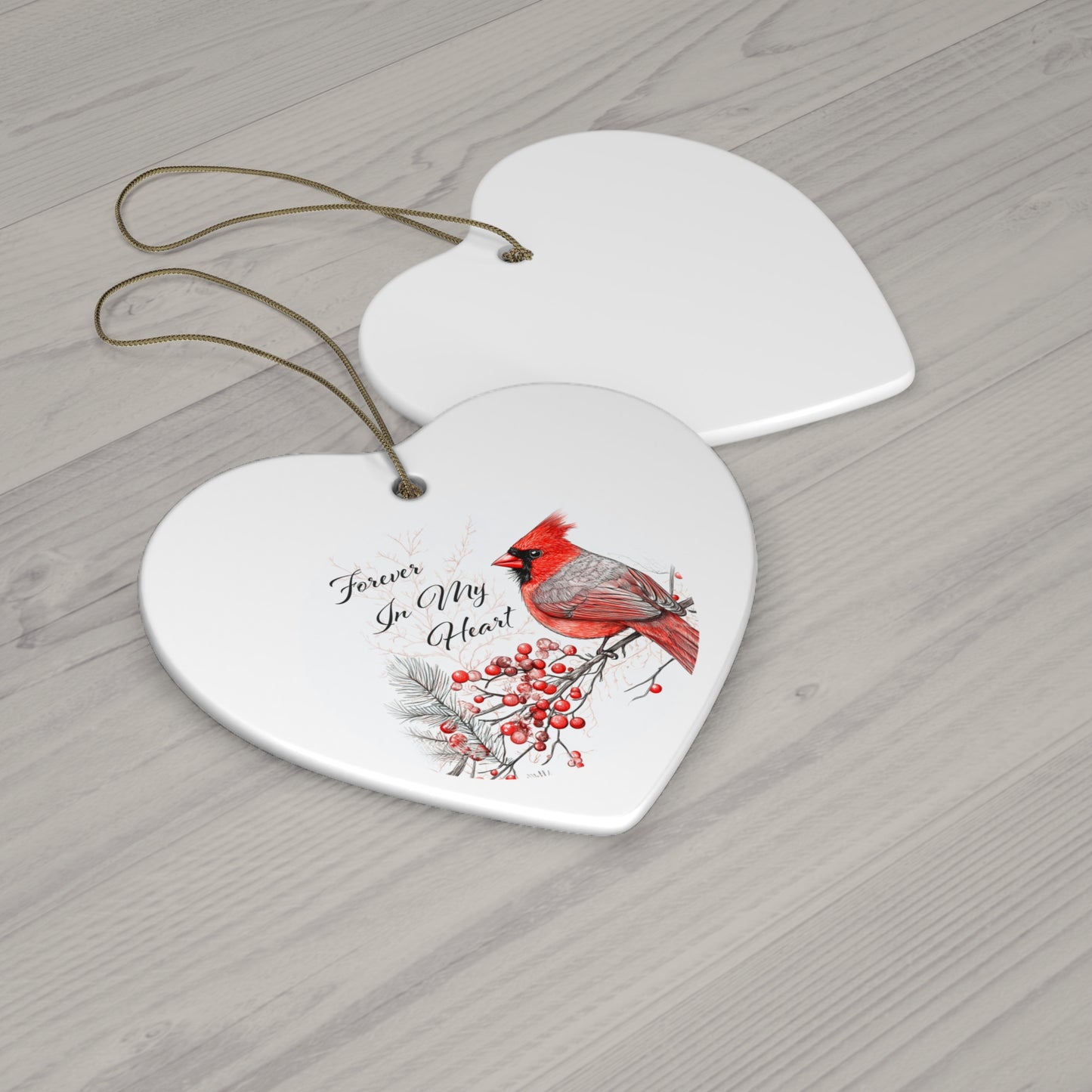 Ceramic Christmas Ornament - Forever In My Heart - Decorative Holiday Keepsake