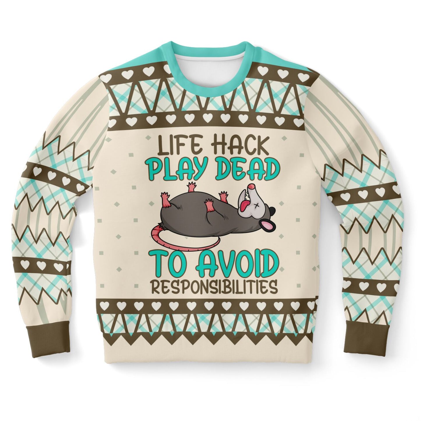 Life Hack Play Dead - Funny Possum Sweatshirt - Quirky & Cozy Statement Apparel