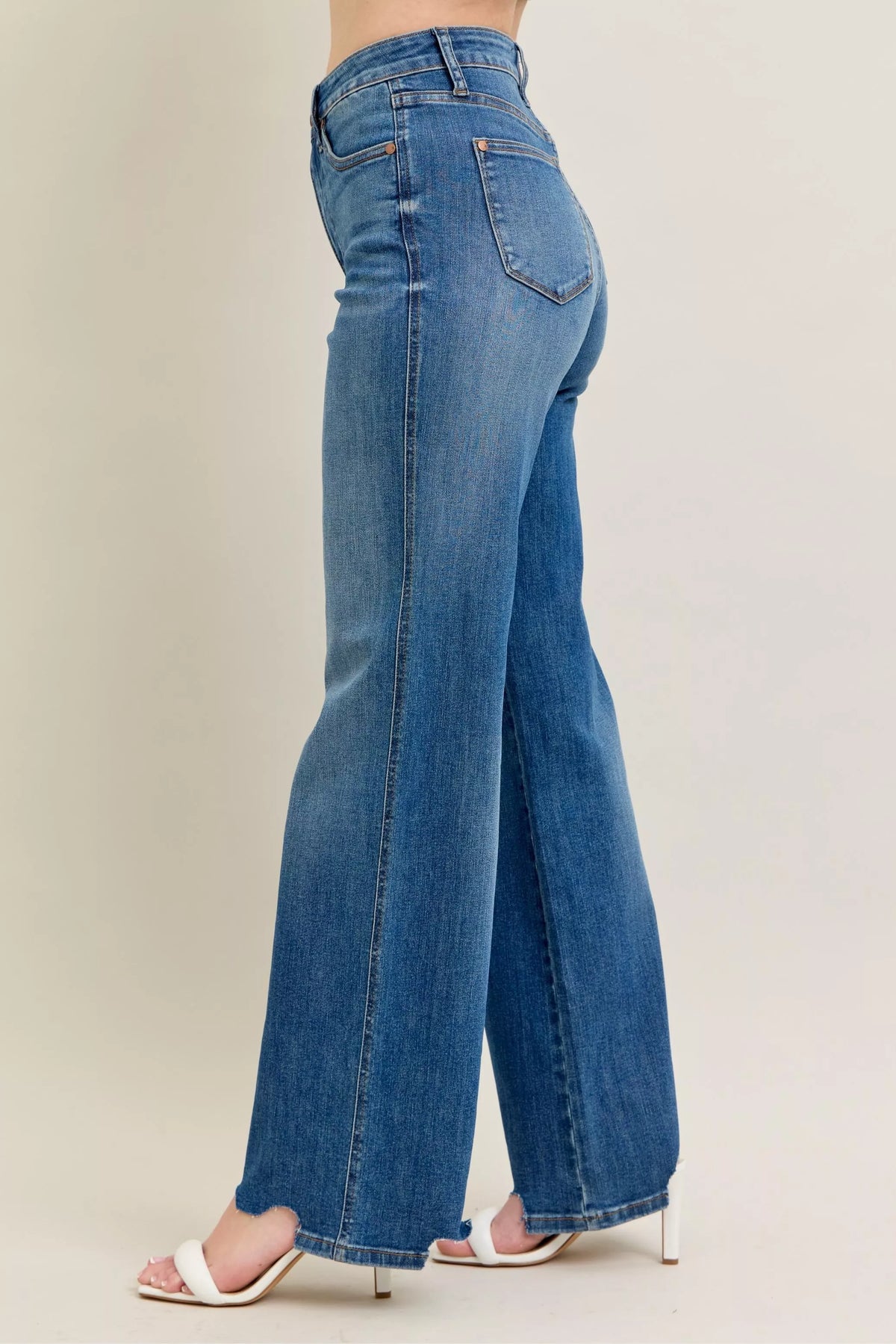 Judy Blue high waist tummy control distressed wide leg jeans, photo 6 of 19