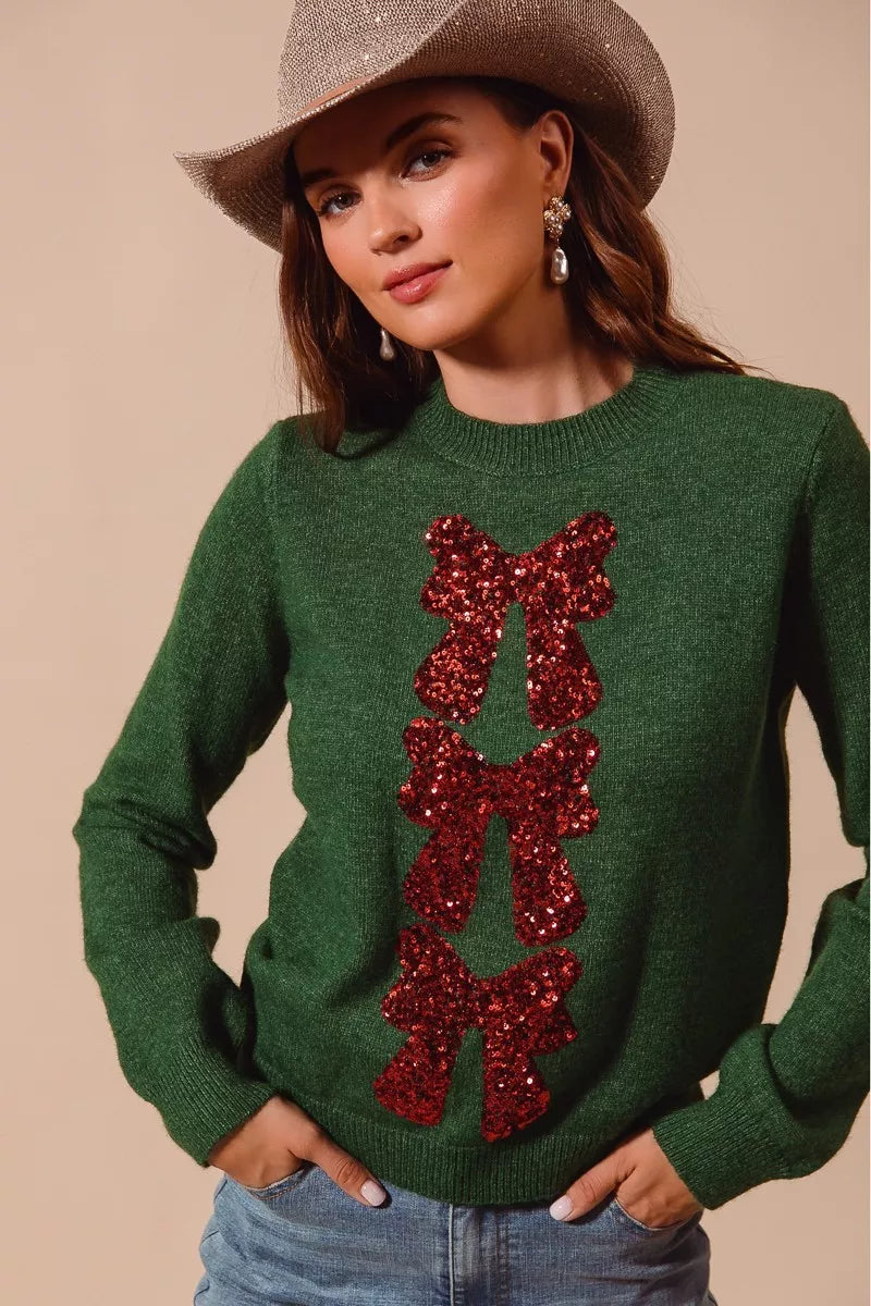 SO ME sequin bow Christmas sweater, photo 2 of 3