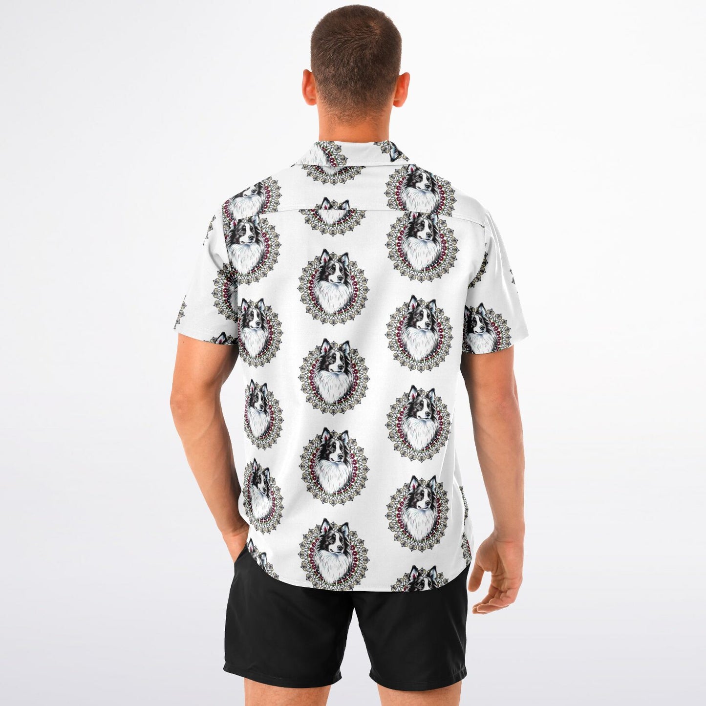 Paw Love -Spread Collar Short Sleeve Button-Down Shirt - AOP