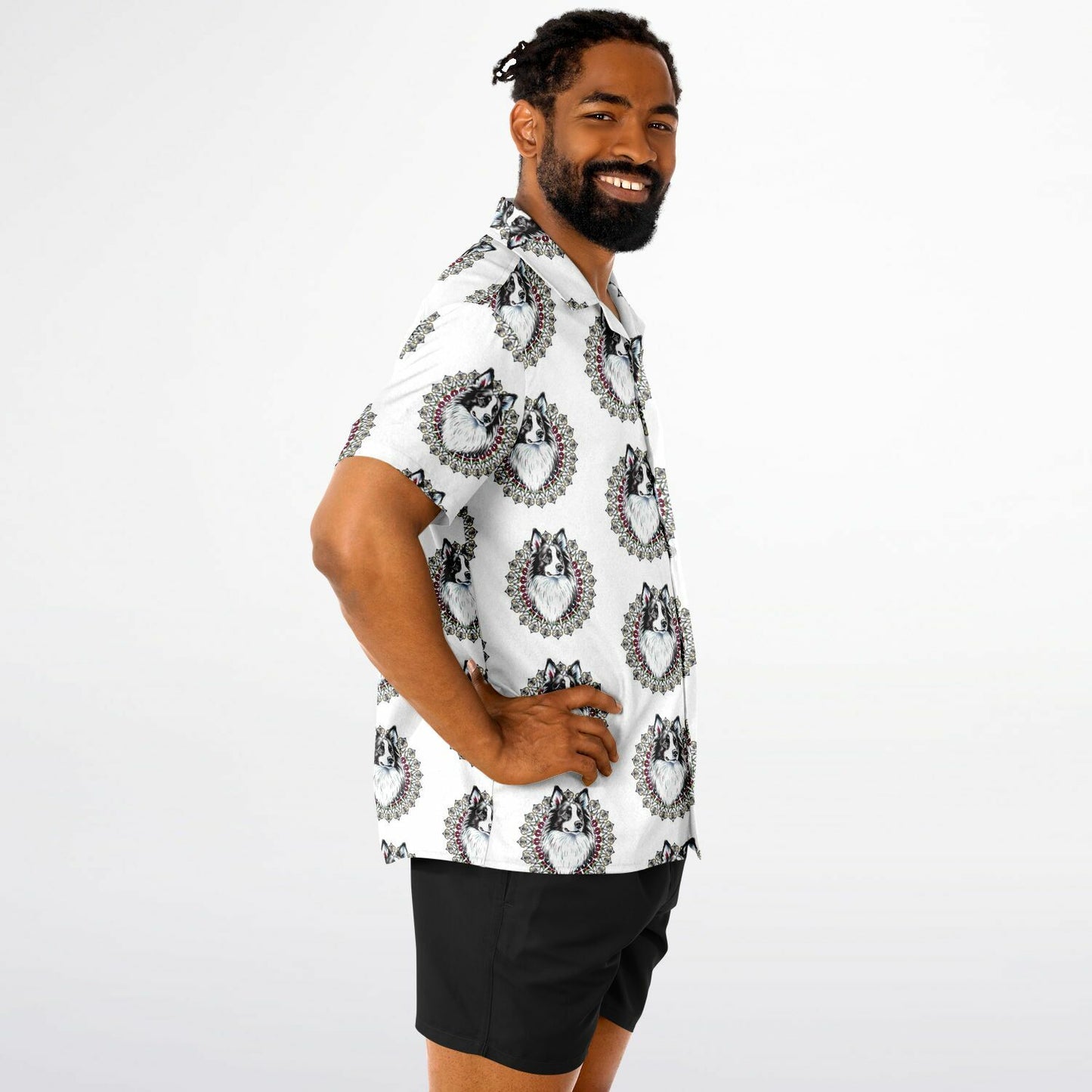 Paw Love -Spread Collar Short Sleeve Button-Down Shirt - AOP