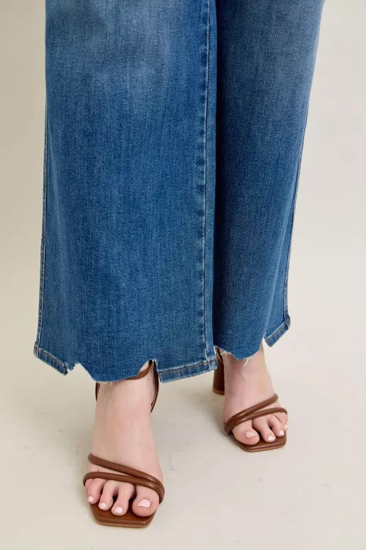 Judy Blue high waist tummy control distressed wide leg jeans, photo 14 of 19