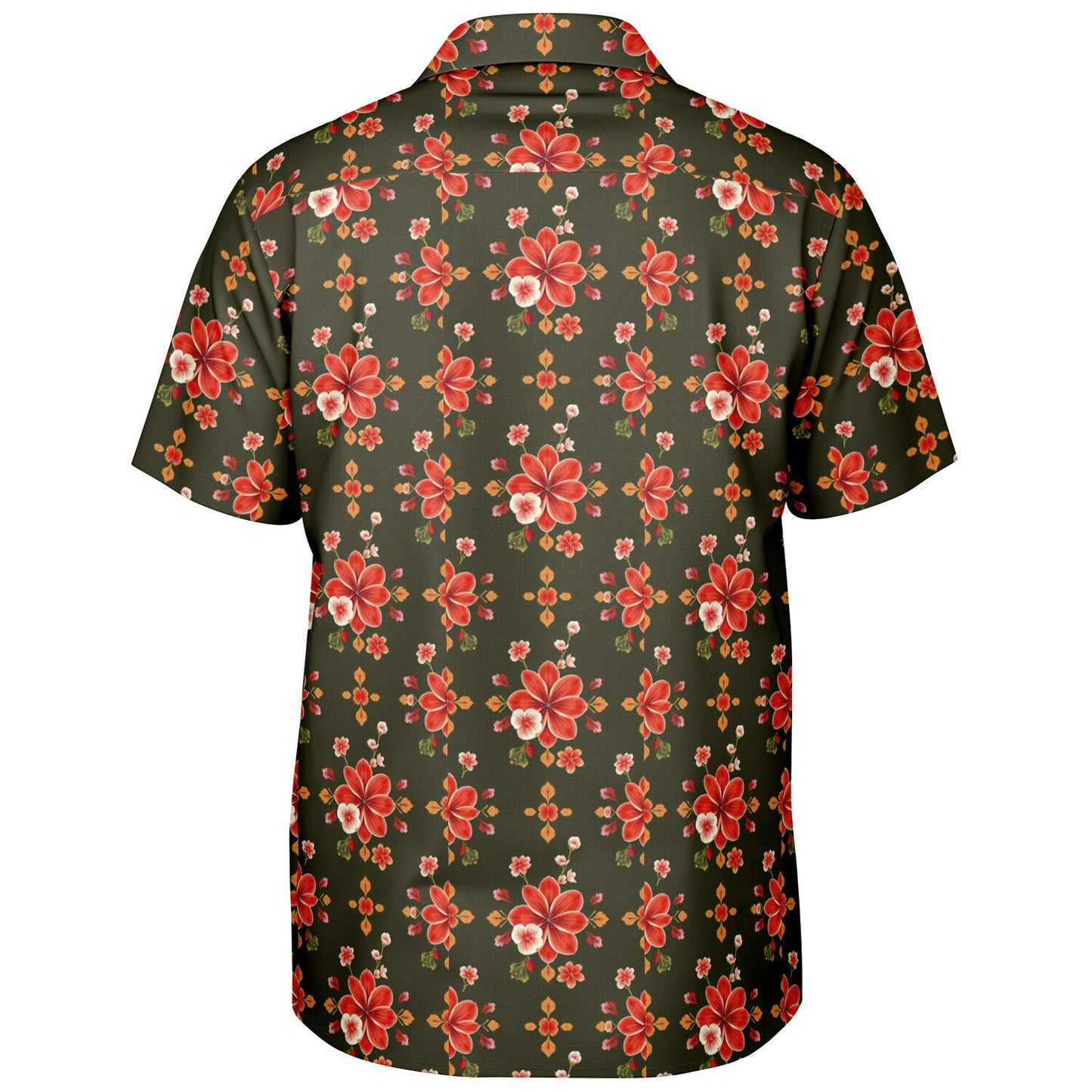 Rustic Floral Spread Collar Short Sleeve Button-Down Shirt - Lightweight AOP