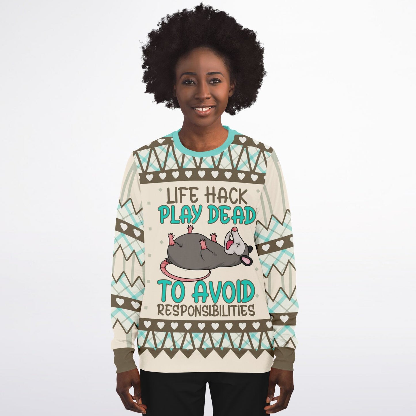 Life Hack Play Dead - Funny Possum Sweatshirt - Quirky & Cozy Statement Apparel