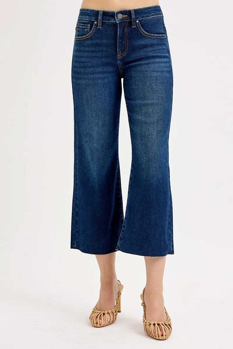 RISEN tummy control high rise cropped wide leg jeans, photo 2 of 7