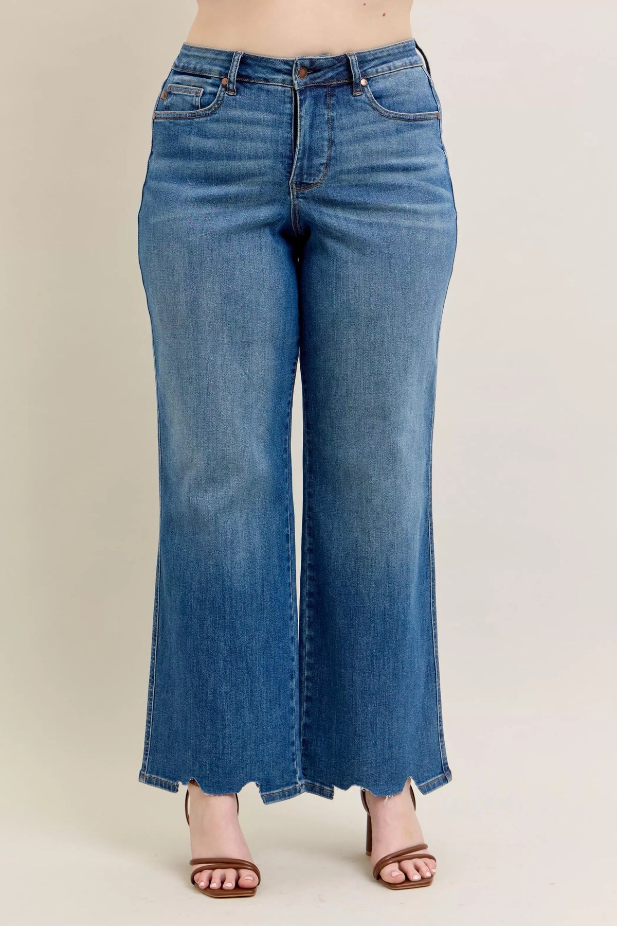 Judy Blue high waist tummy control distressed wide leg jeans, photo 12 of 19