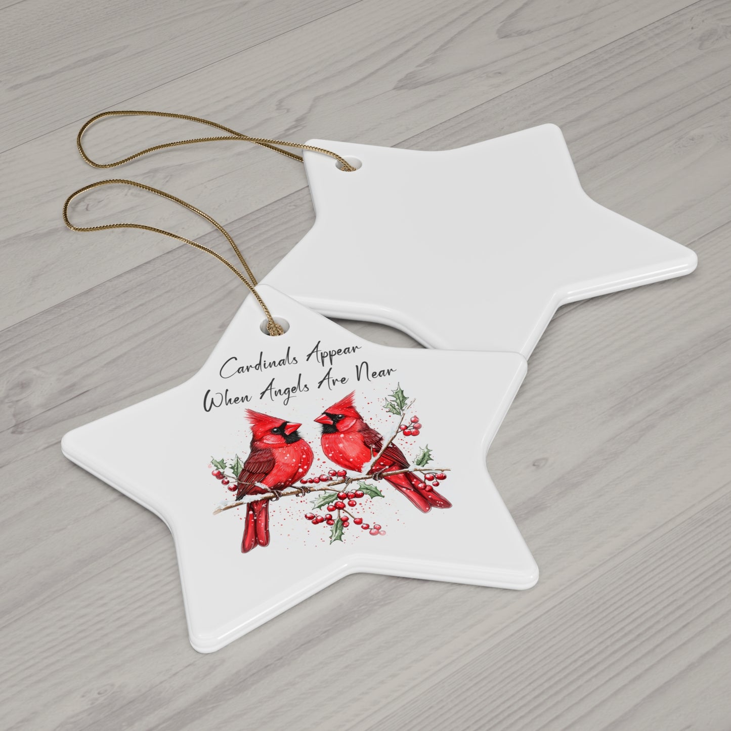 Christmas Cardinal Ceramic Ornament – "Cardinals Appear When Angels Are Near" – Holiday Decor