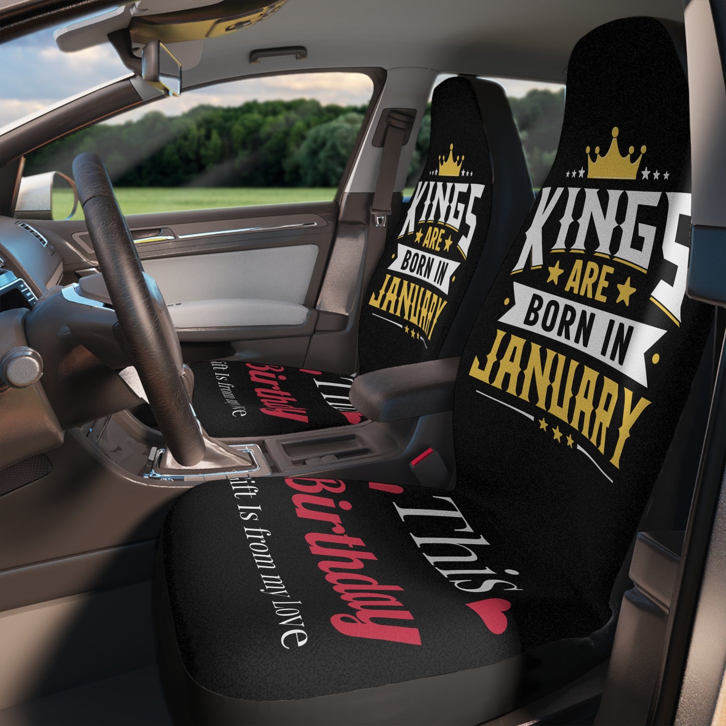 Kings Are Born in January Car Seat Covers - Birthday Gift Idea