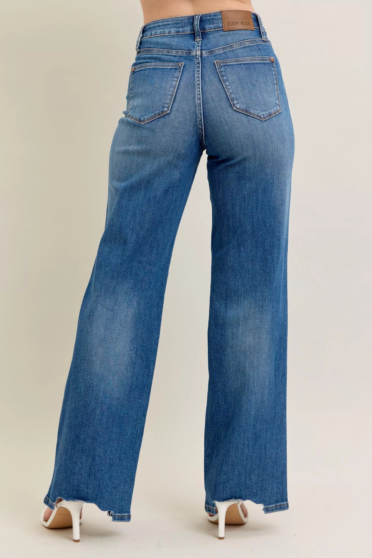 Judy Blue high waist tummy control distressed wide leg jeans, photo 8 of 19