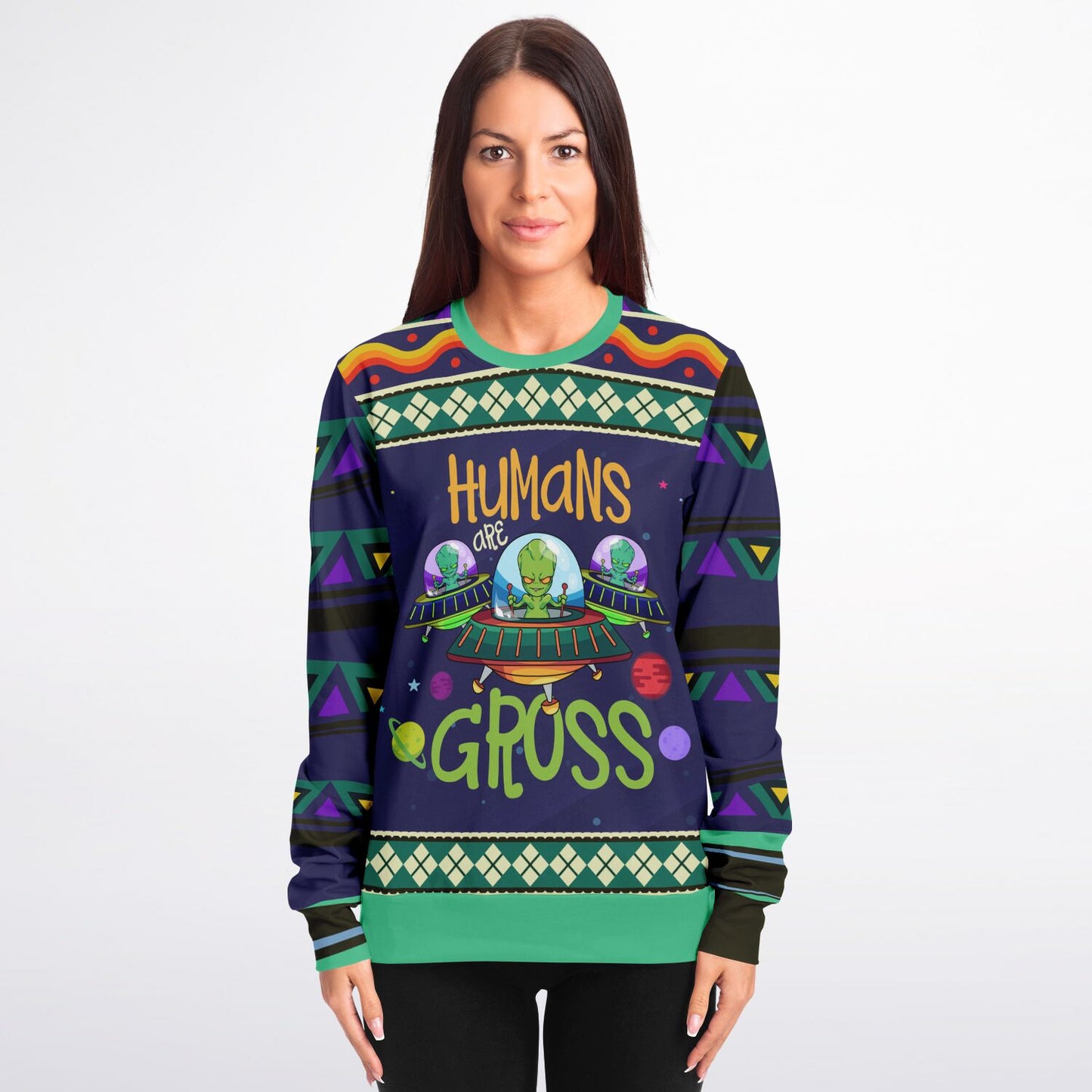 Humans Are Gross Sweatshirt – Funny Alien-Themed Holiday Apparel 👽🌌