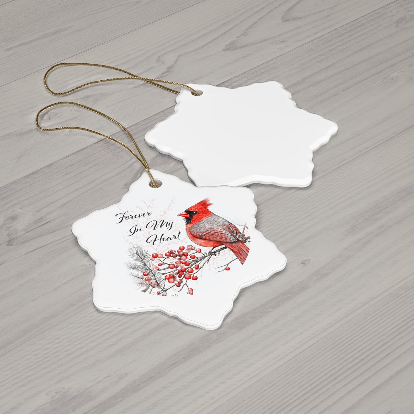 Ceramic Christmas Ornament - Forever In My Heart - Decorative Holiday Keepsake