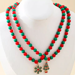 2 Piece Christmas Beaded Necklace with Pendants