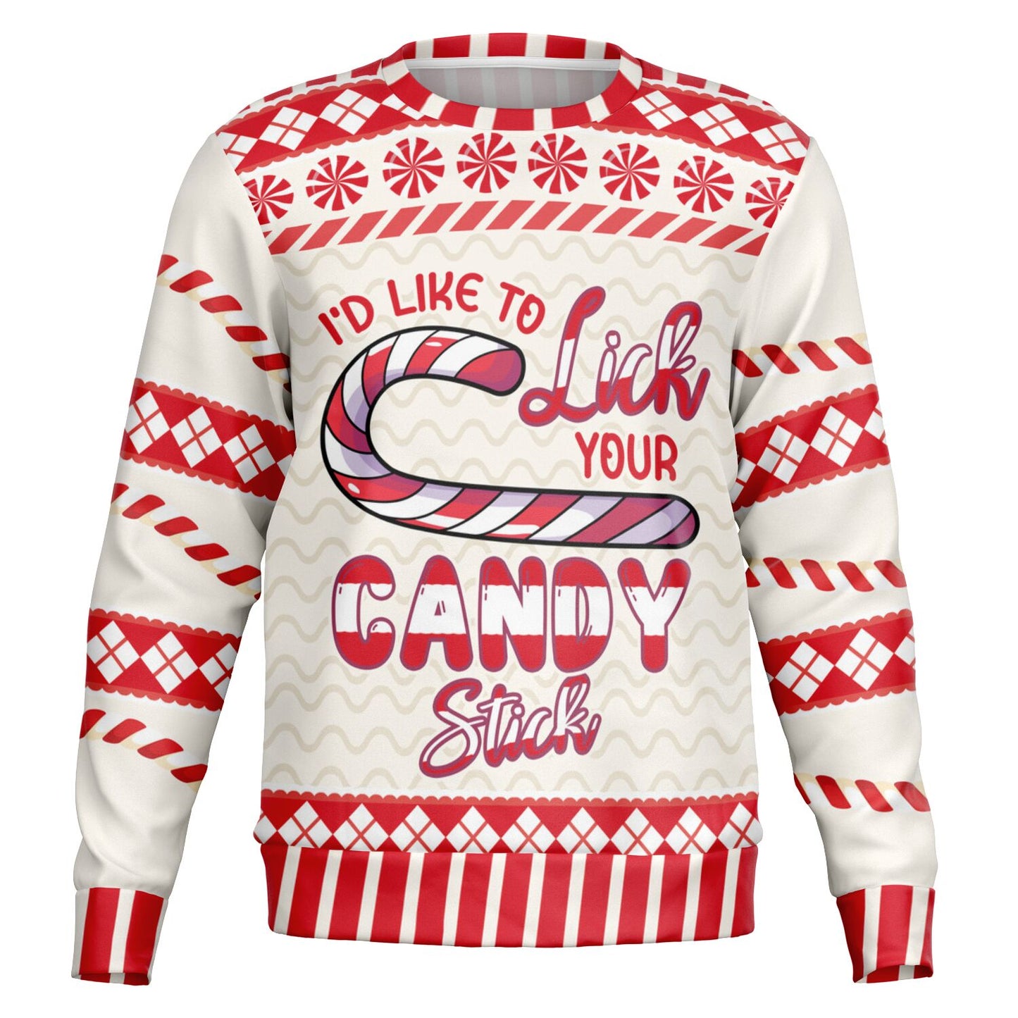 Lick Your Candy Stick Christmas Sweatshirt - Cheeky & Playful Holiday Apparel