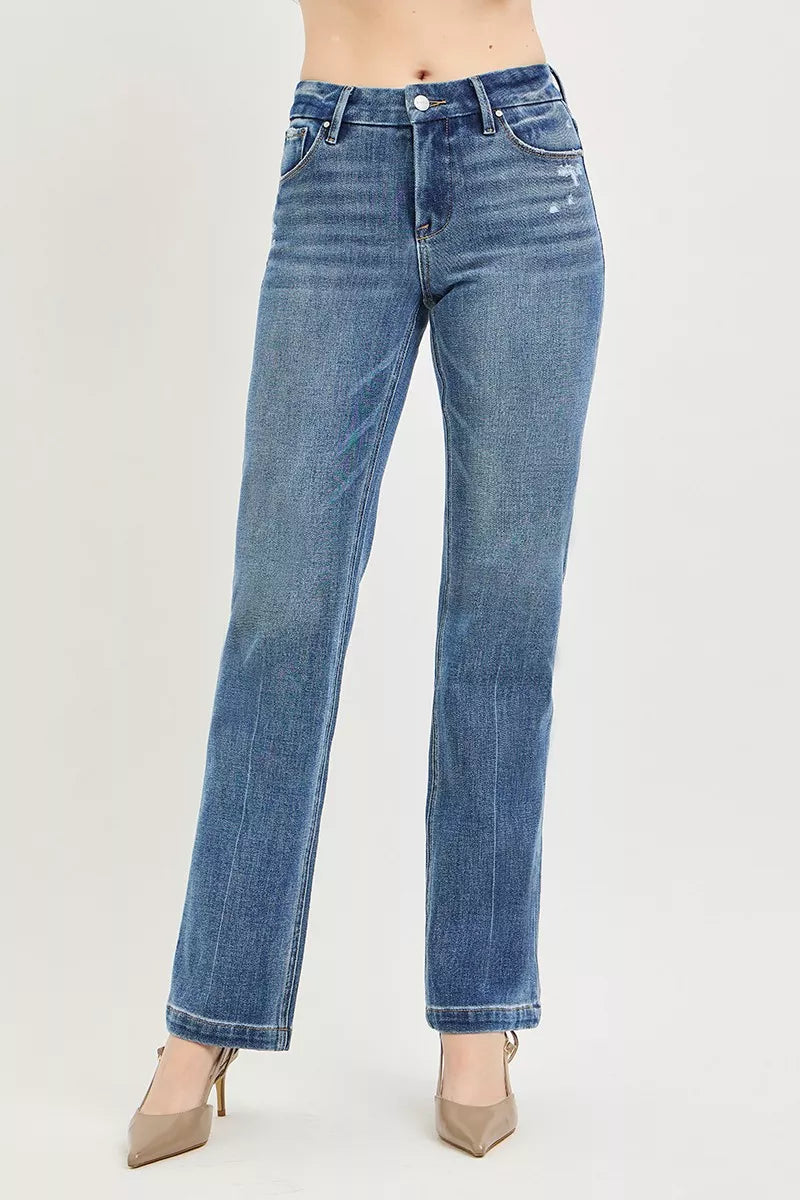 Workday Straight Jeans + Floral Sleeve Top – jeans