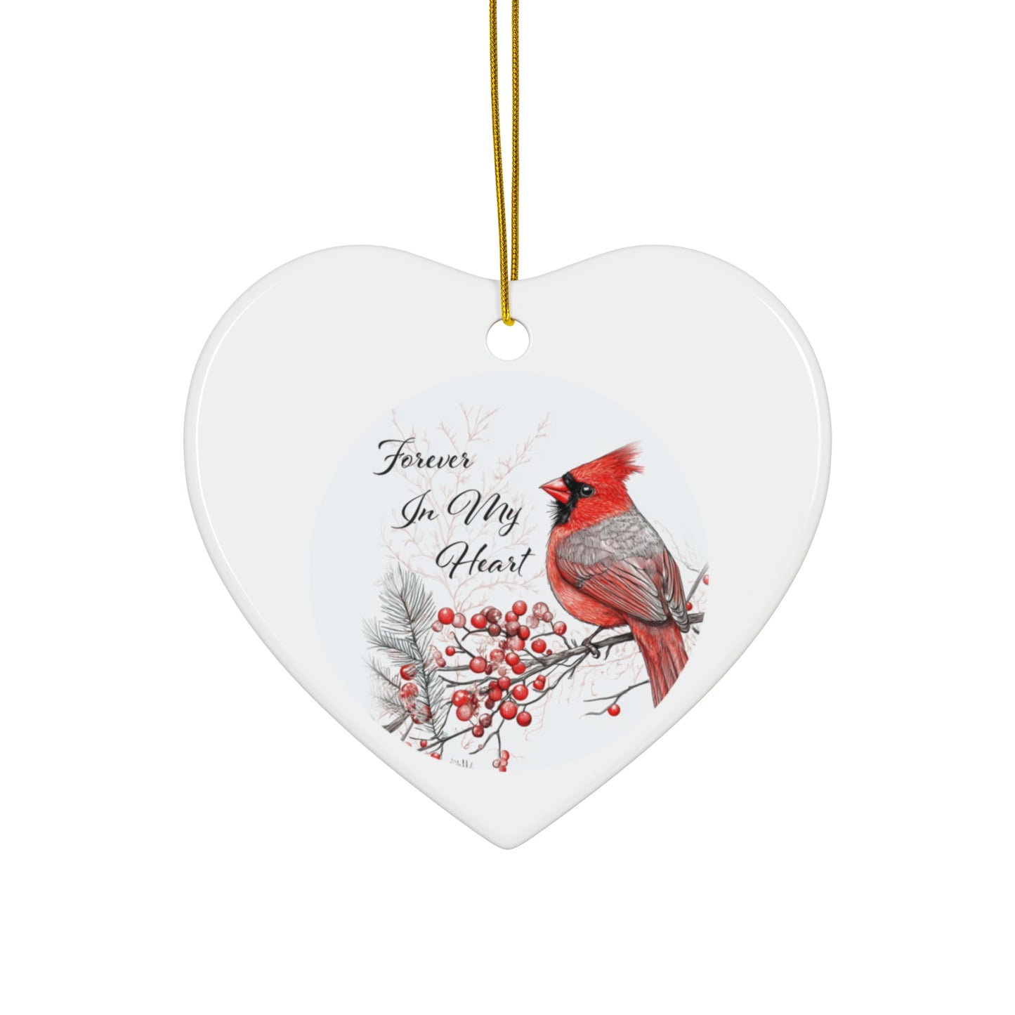 Ceramic Christmas Ornament - Forever In My Heart - Decorative Holiday Keepsake