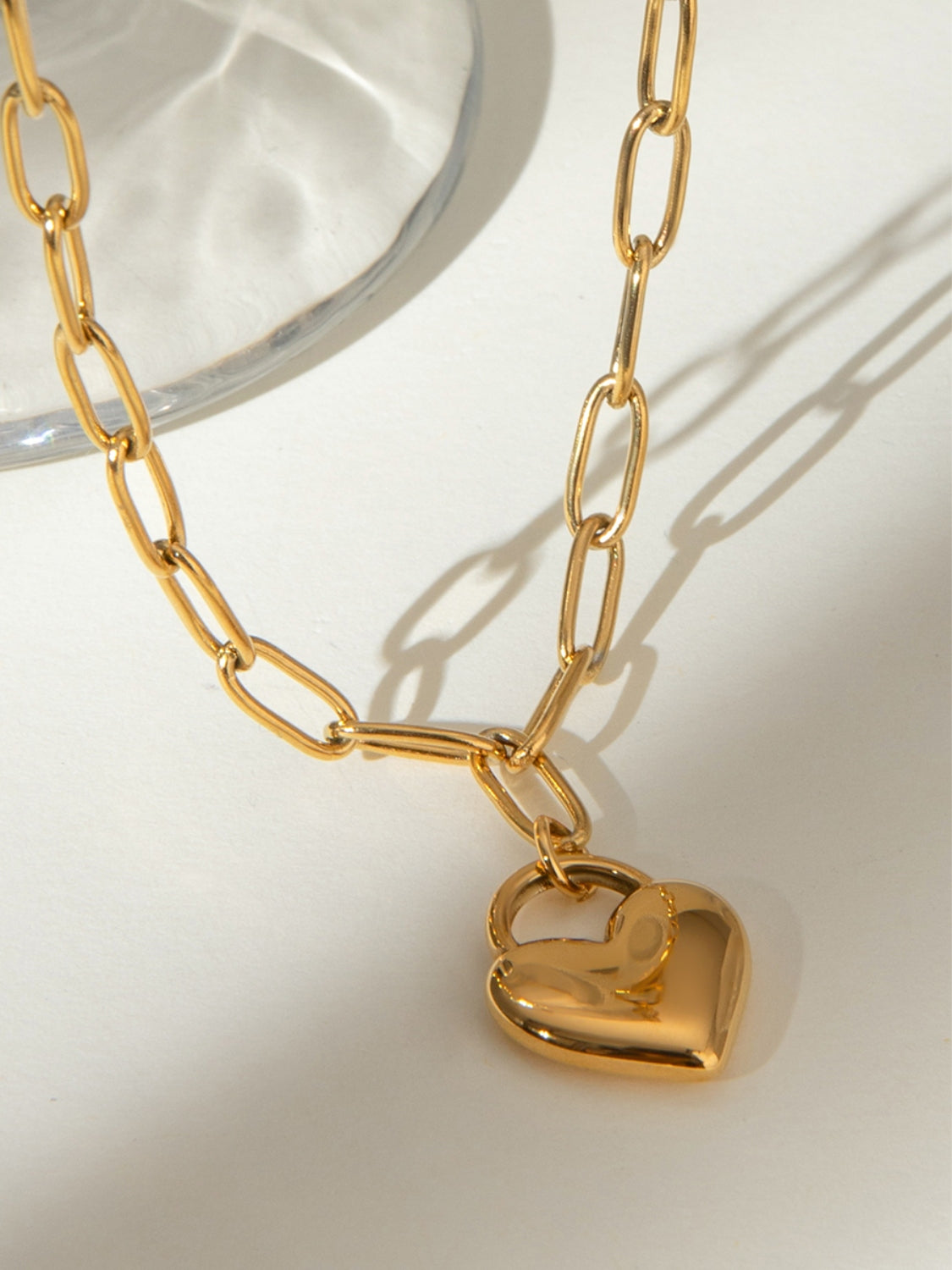 18K Gold-Plated Stainless Steel Heart Pendant Necklace