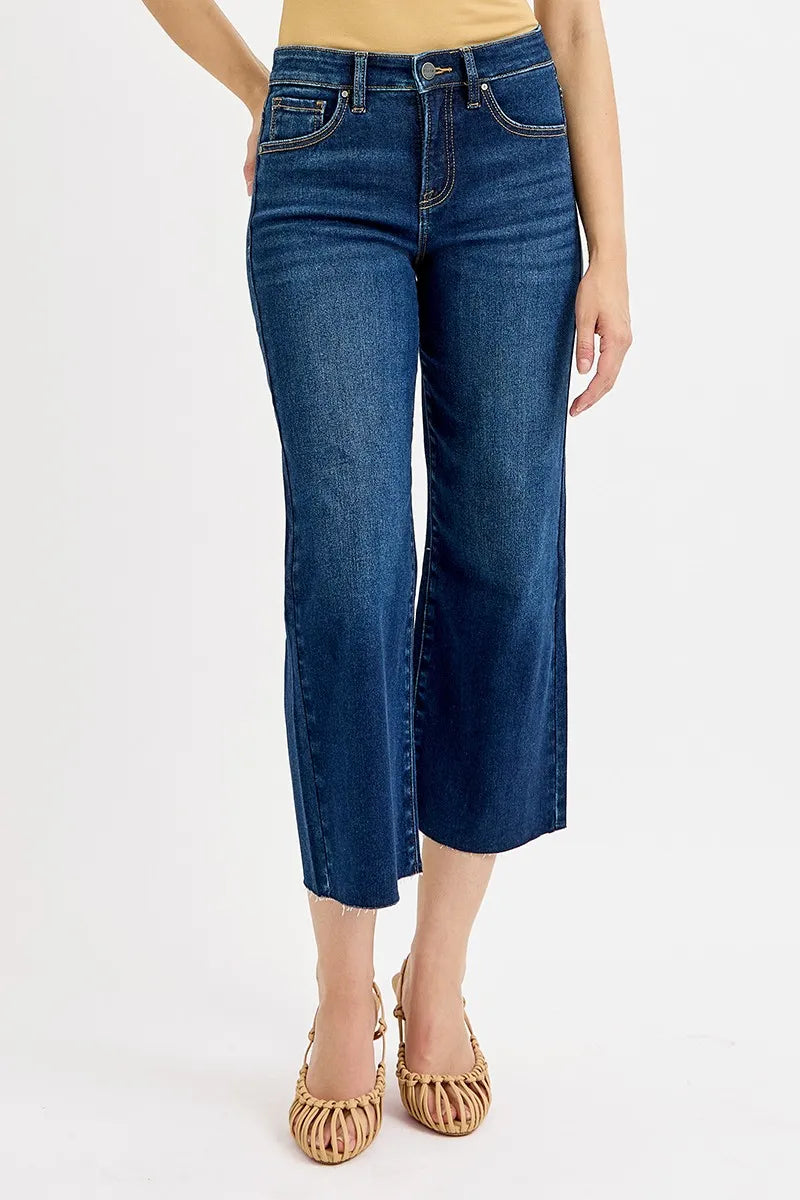RISEN tummy control high rise cropped wide leg jeans, photo 1 of 7