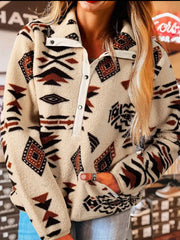 Western Aztec Half Zip Plush Sweatshirt