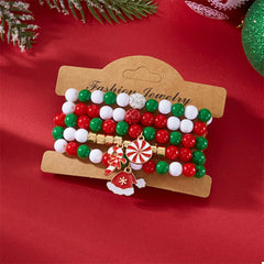 5-Piece Christmas Holiday Beaded Bracelet