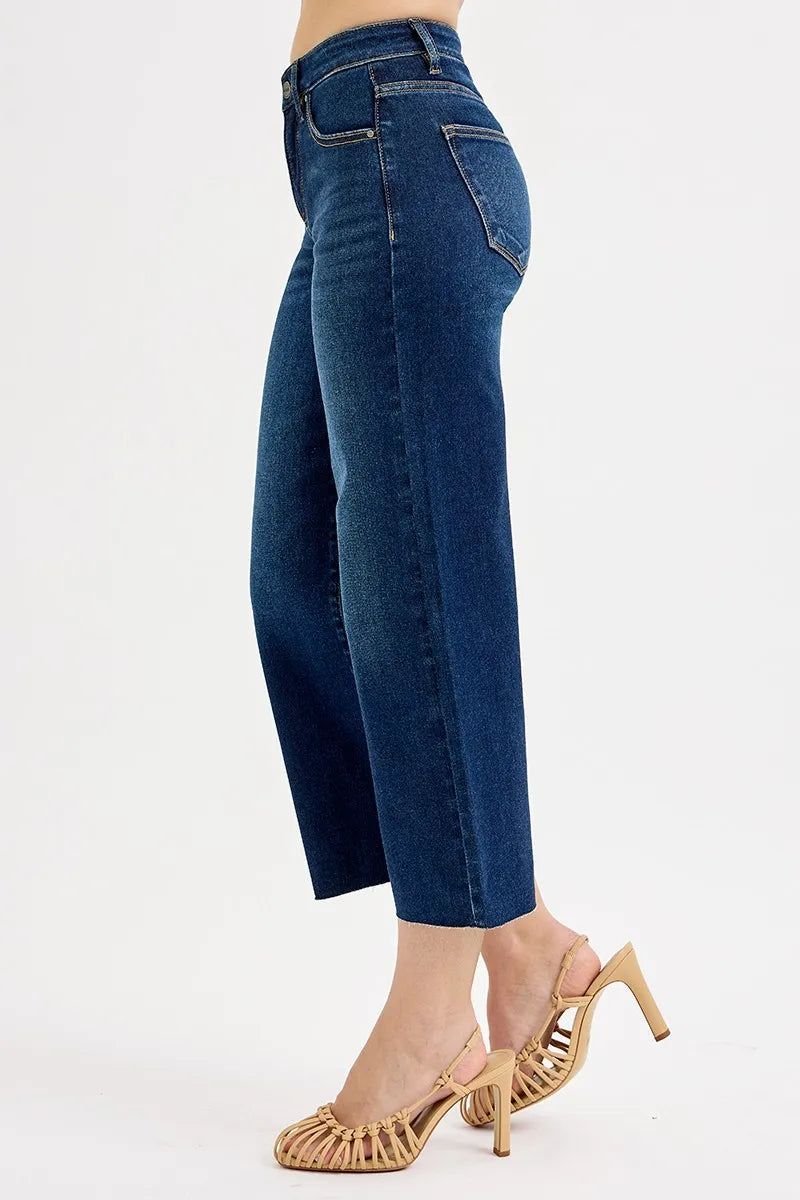 RISEN tummy control high rise cropped wide leg jeans, photo 4 of 7