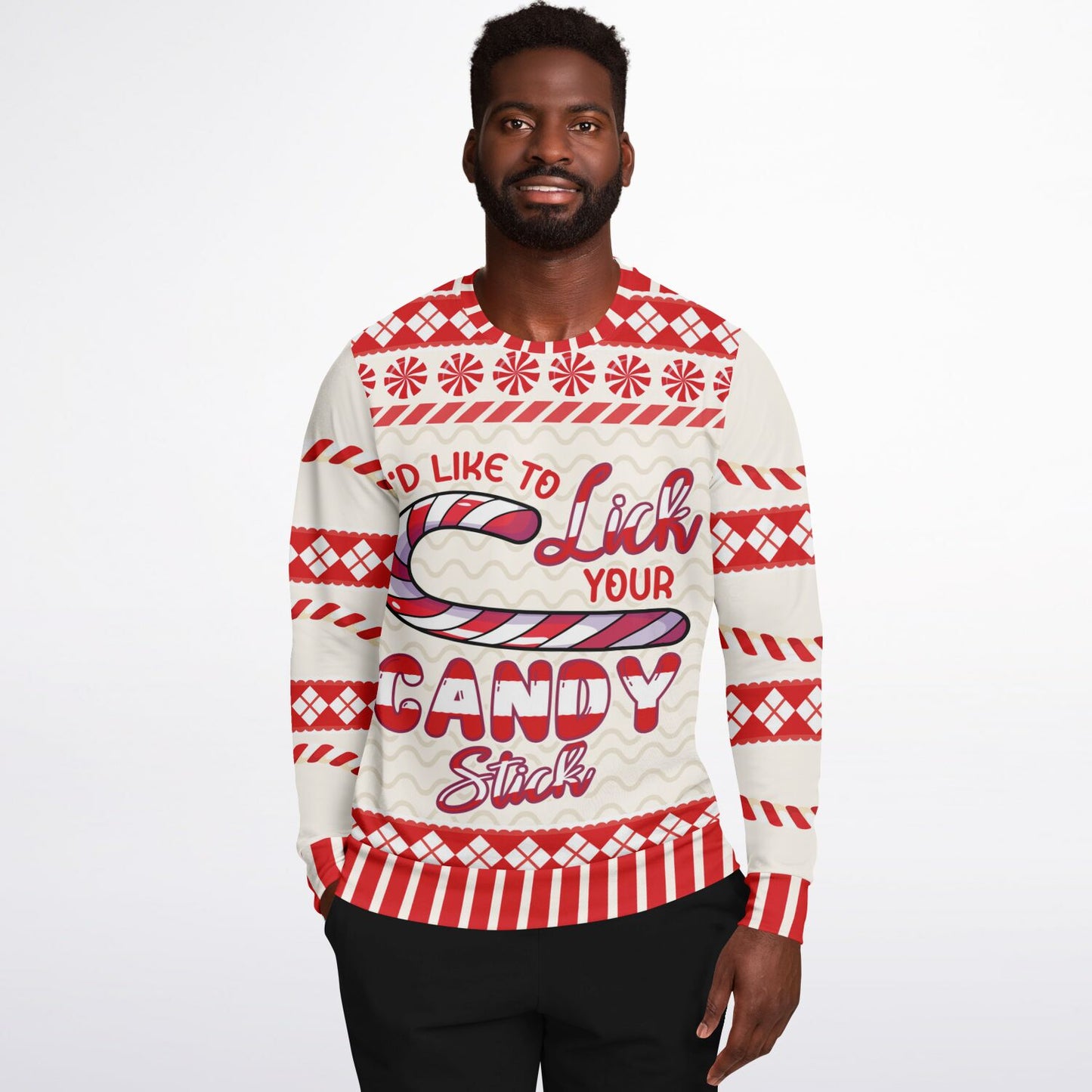 Lick Your Candy Stick Christmas Sweatshirt - Cheeky & Playful Holiday Apparel