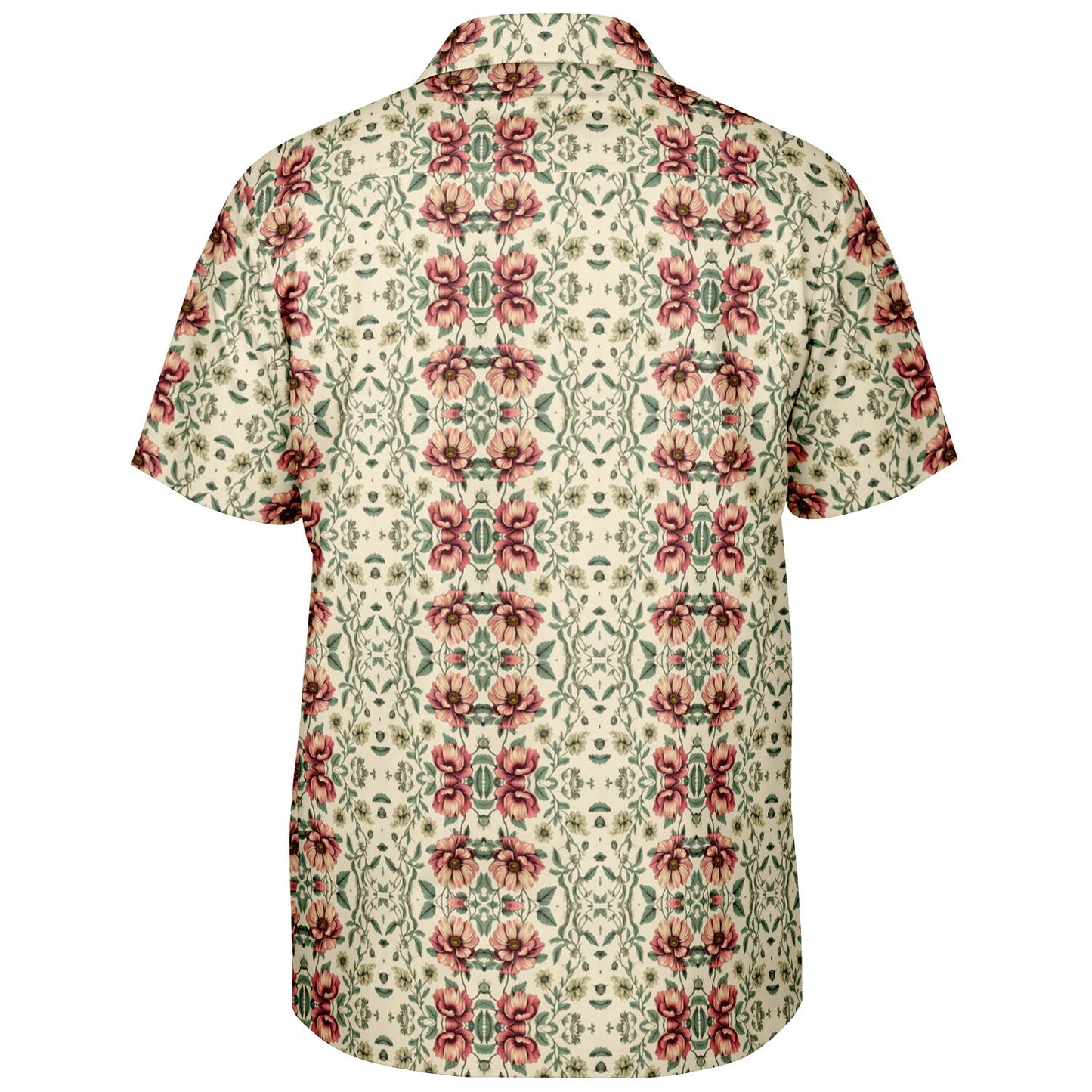 Vintage Floral Spread Collar Short Sleeve Button-Down Shirt - Lightweight AOP