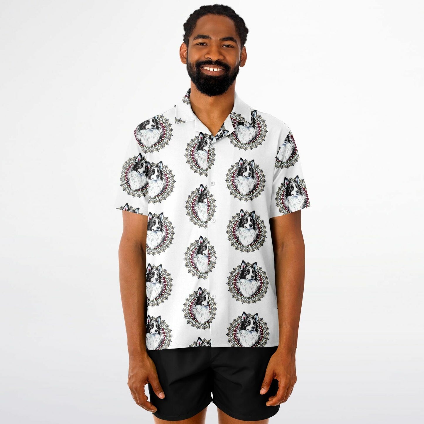 Paw Love -Spread Collar Short Sleeve Button-Down Shirt - AOP