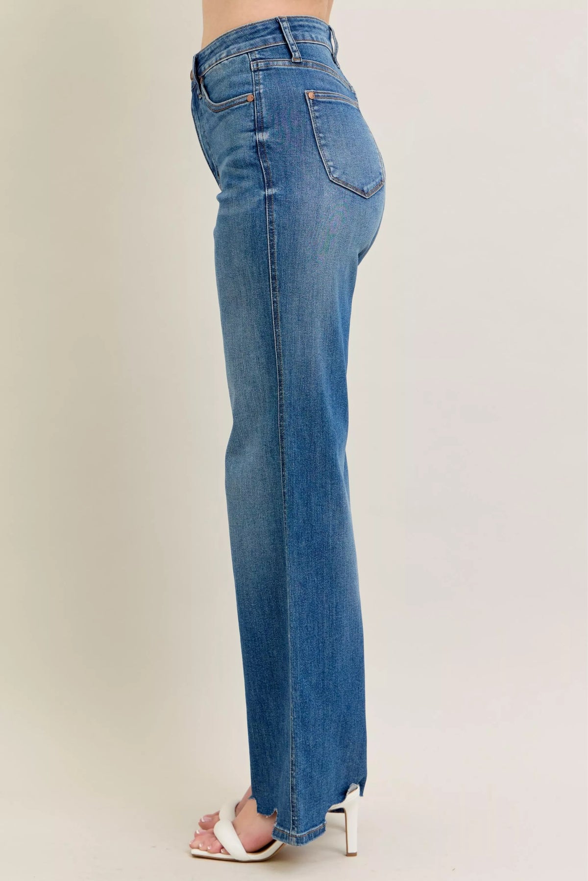 Judy Blue high waist tummy control distressed wide leg jeans, photo 5 of 19
