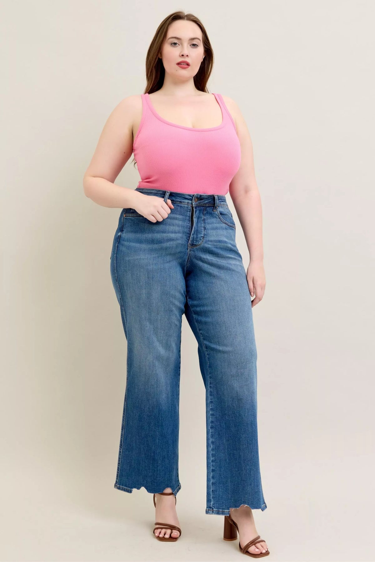 Judy Blue high waist tummy control distressed wide leg jeans, photo 19 of 19