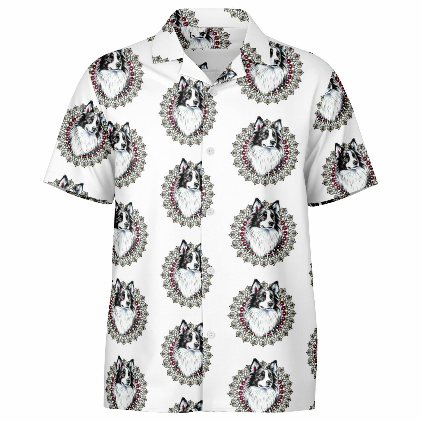 Paw Love -Spread Collar Short Sleeve Button-Down Shirt - AOP