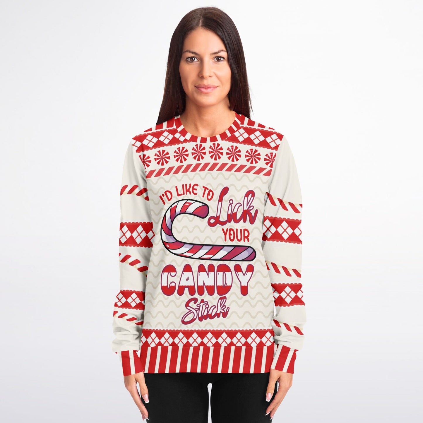 Lick Your Candy Stick Christmas Sweatshirt - Cheeky & Playful Holiday Apparel