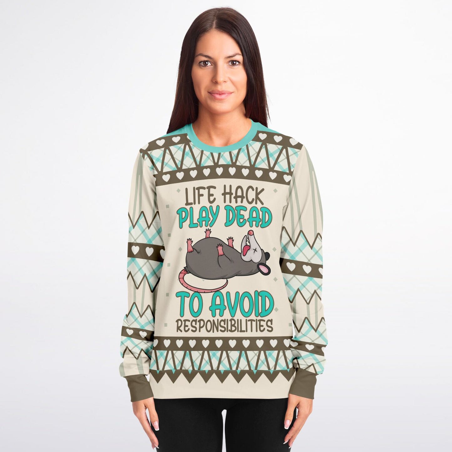 Life Hack Play Dead - Funny Possum Sweatshirt - Quirky & Cozy Statement Apparel