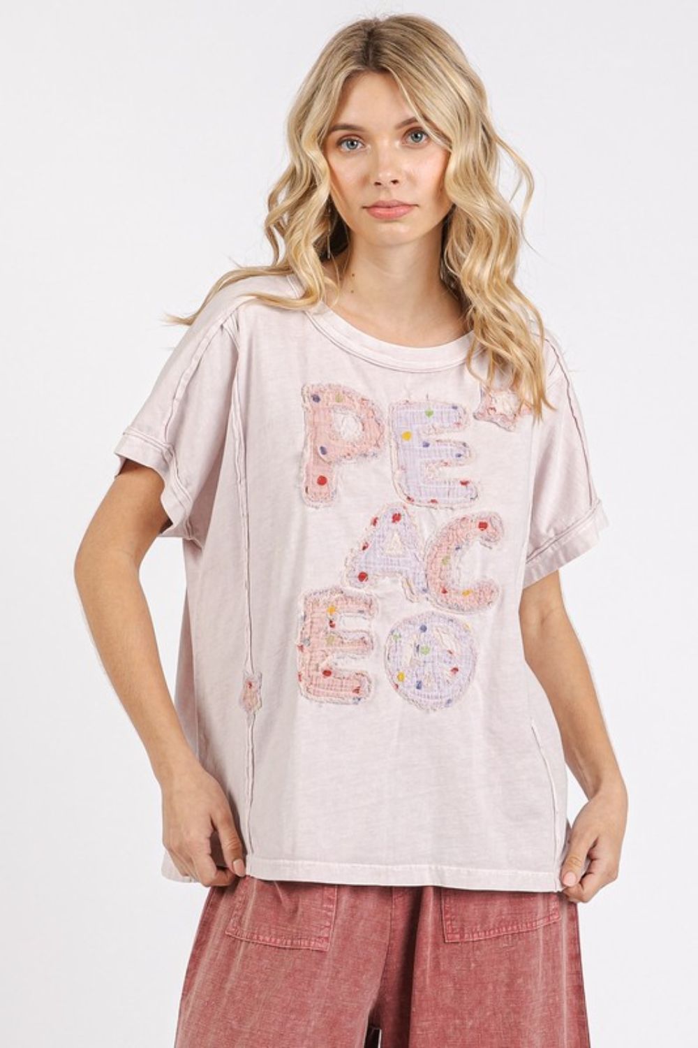 Mittoshop PEACE Round Neck Short Sleeve T-Shirt