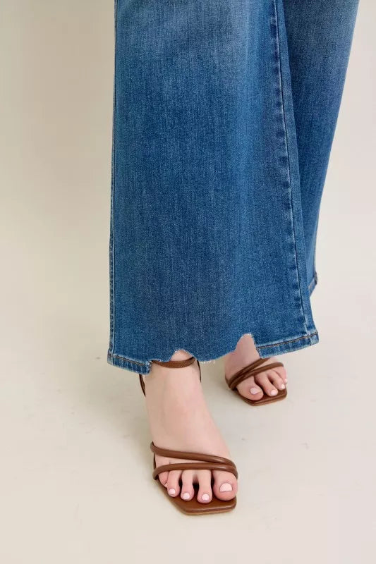 Judy Blue high waist tummy control distressed wide leg jeans, photo 13 of 19
