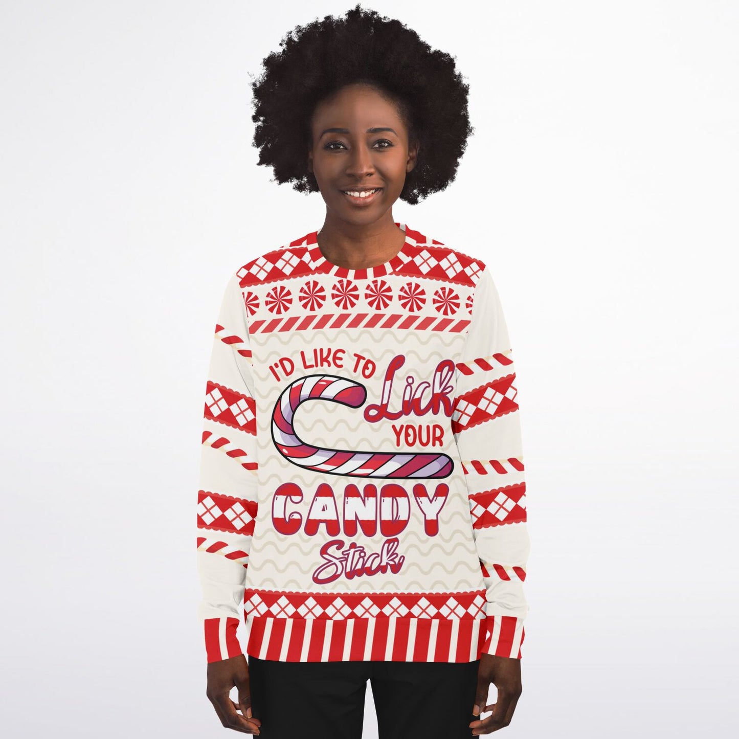 Lick Your Candy Stick Christmas Sweatshirt - Cheeky & Playful Holiday Apparel